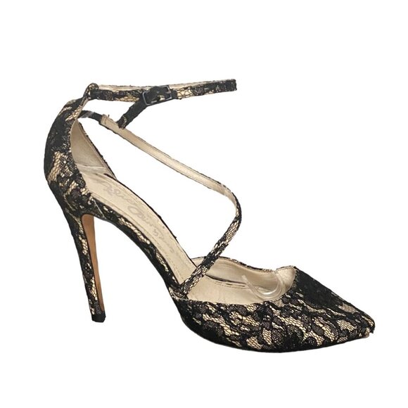 Alice & Olivia Delila Lace Ankle Strap Stiletto Heels Size 8 - Picture 2 of 8